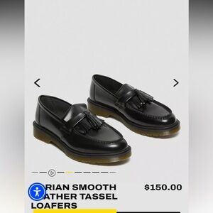 Adrain smooth leather tassel loafers, black-polished smooth, 7 US